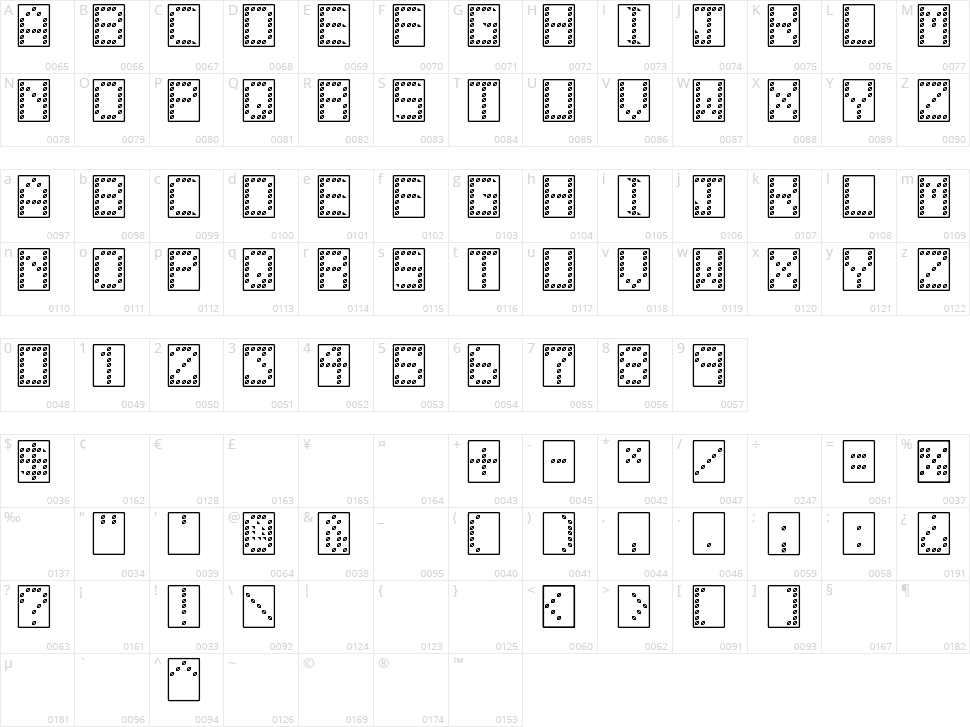 11 Vator TFB Character Map