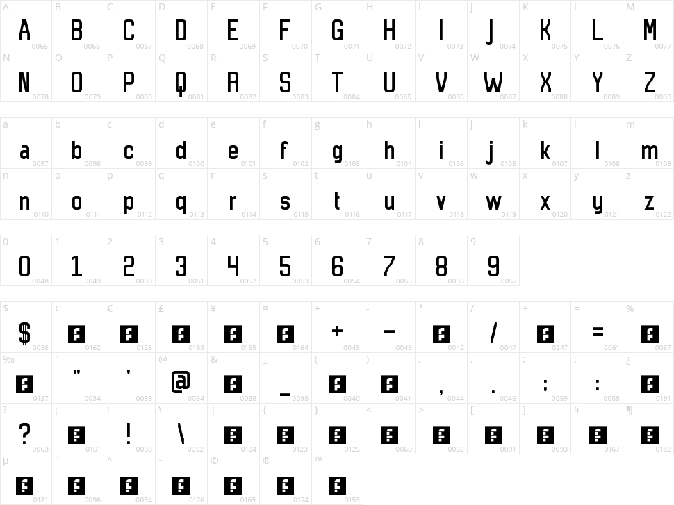 13/5 Atom Sans Character Map