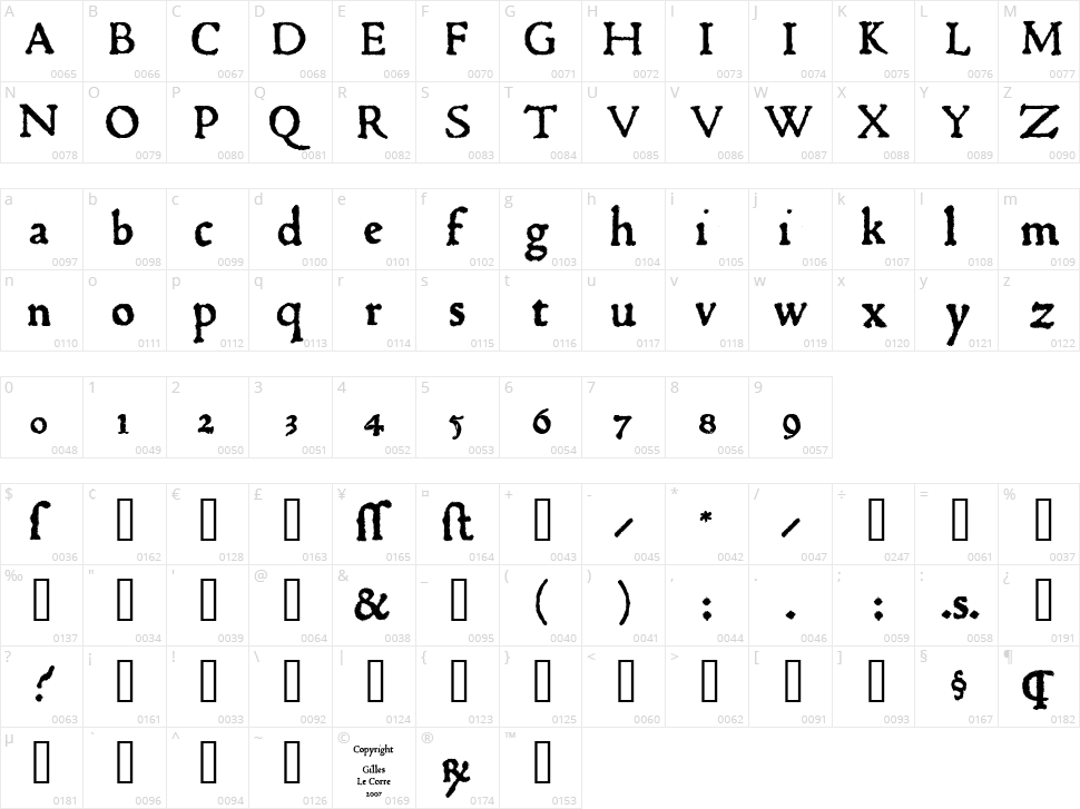 1470 Jenson Character Map