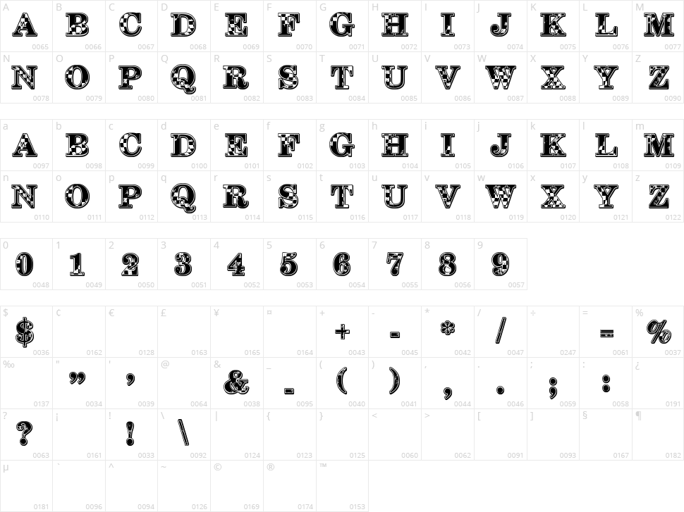 1-2-3 GO! Character Map
