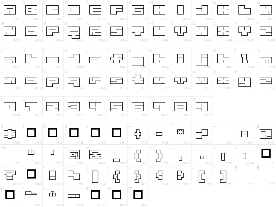 1B Maze Character Map