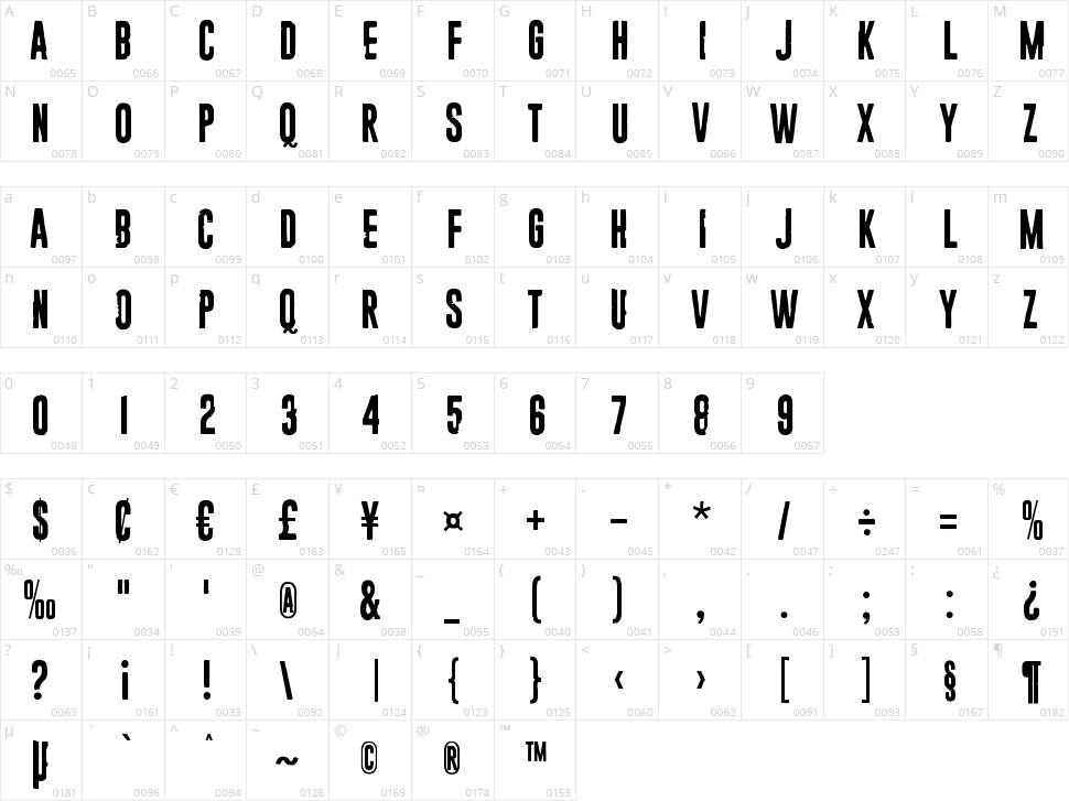 23 Orbiteye Character Map