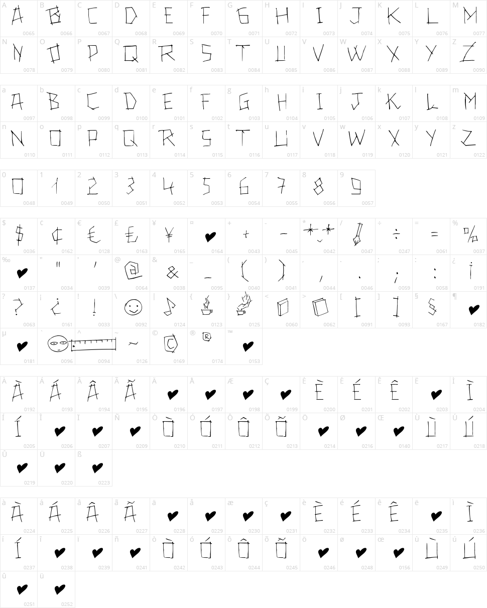 24 Boughs Character Map