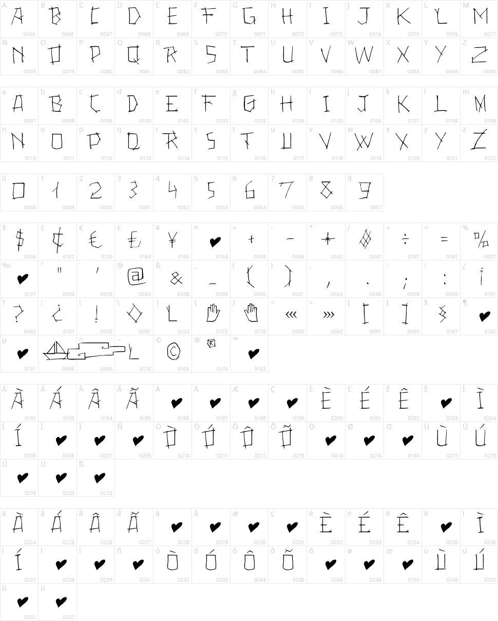 24 Boughs Different Character Map