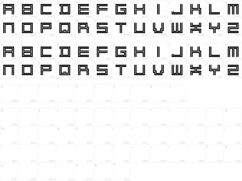 2 Lines Character Map