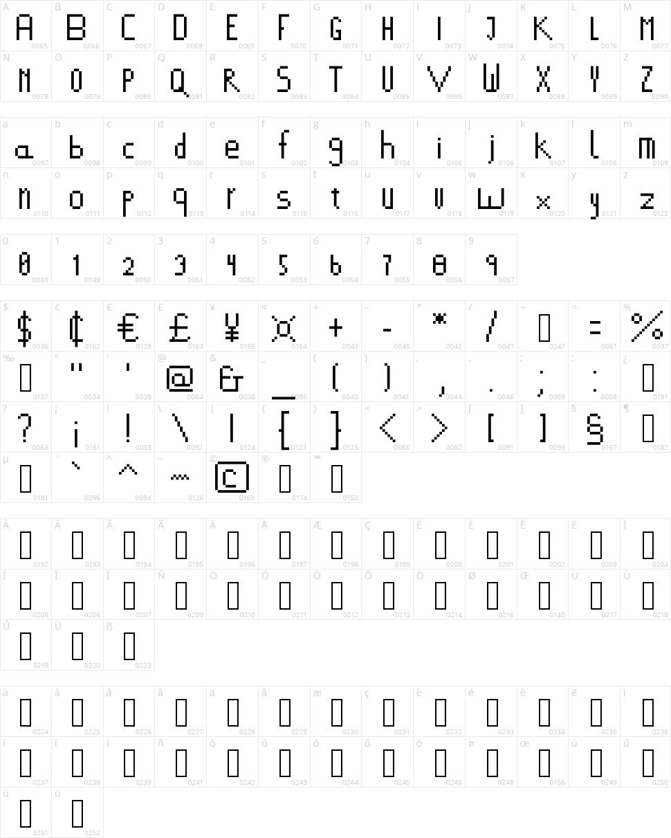 378 Font Character Map