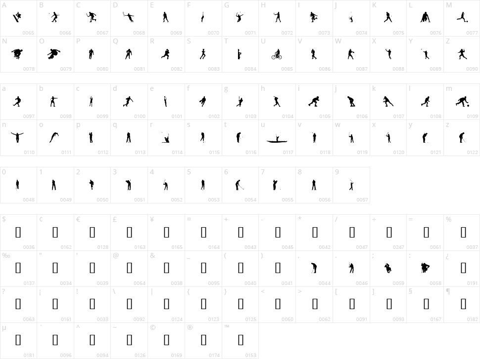 4yeo Sport Character Map