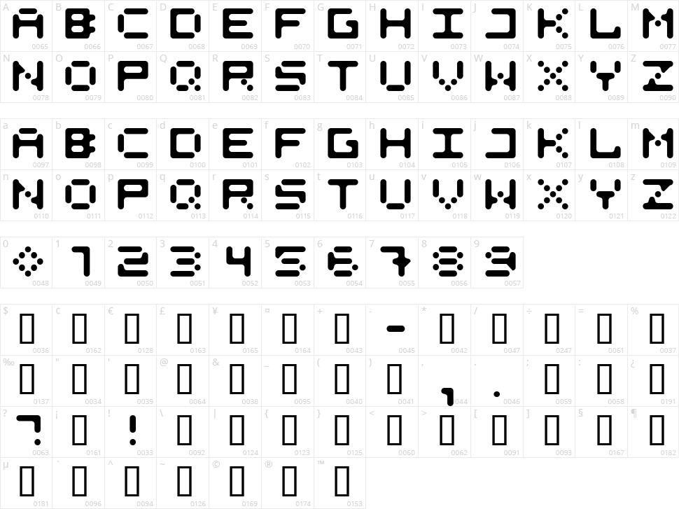 525 Round + Square Character Map