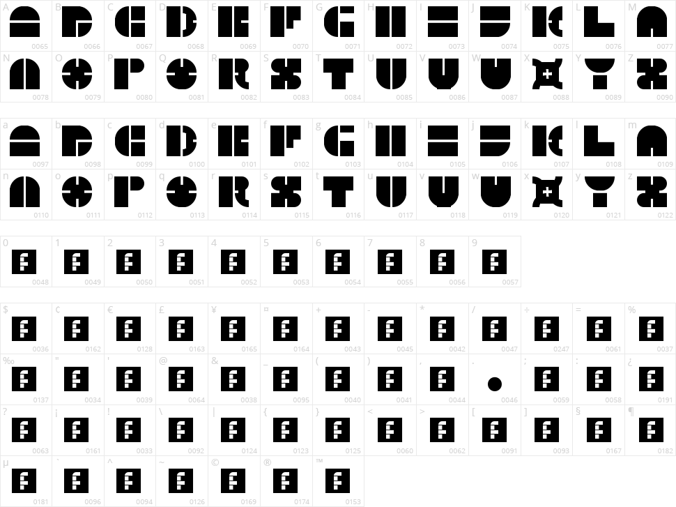 5 Megabam Character Map