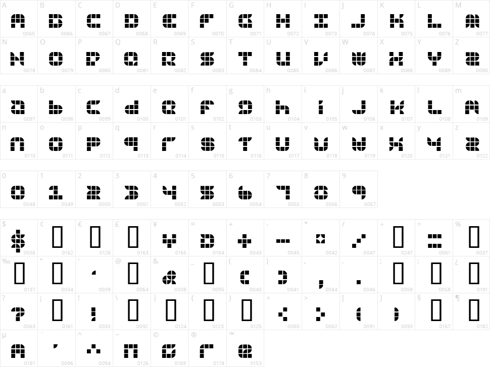 9sqgrd Character Map