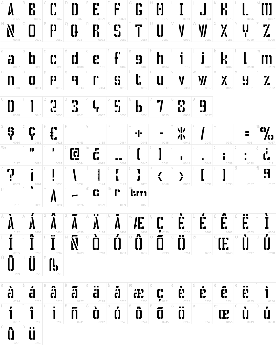 !Crass Roots OFL Character Map