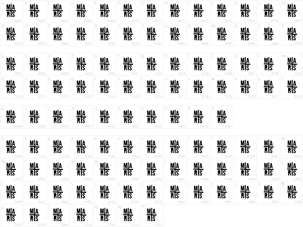 A For A Character Map