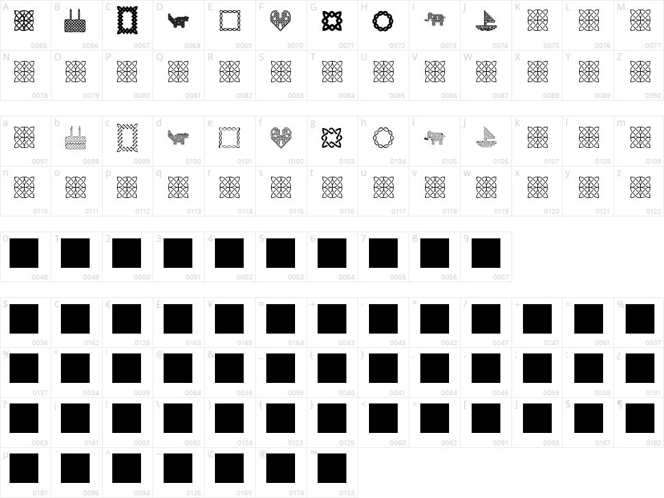 A-J Knots Character Map