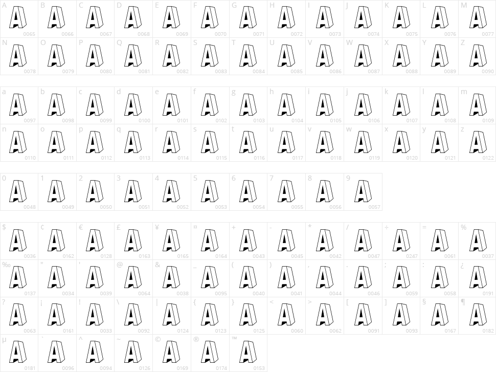 A Ryal Black Block Character Map