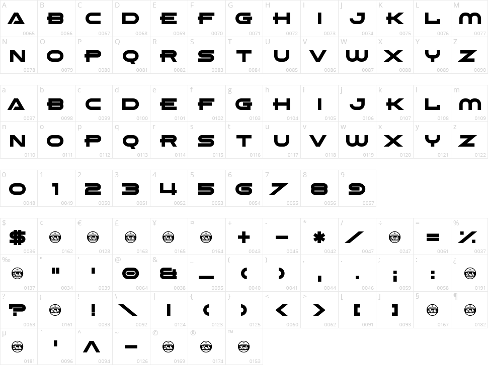 Absolute Xero Character Map
