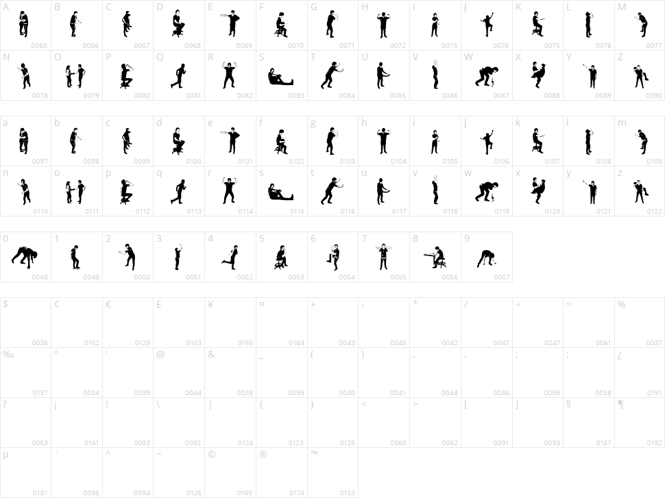 Accion Dingbat Tipografia Character Map