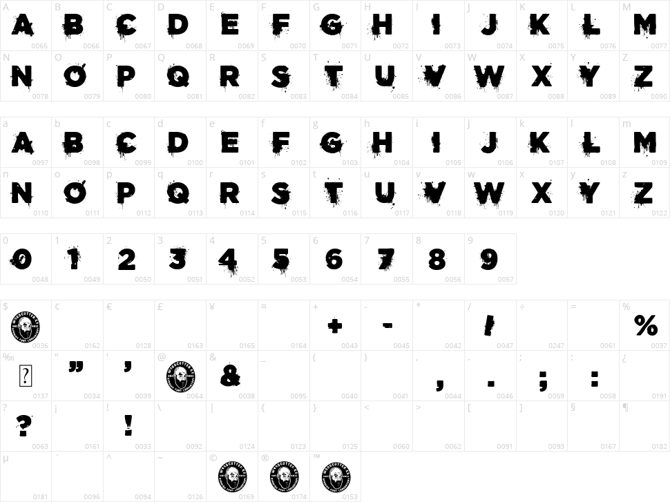Acero Y Sangre Character Map