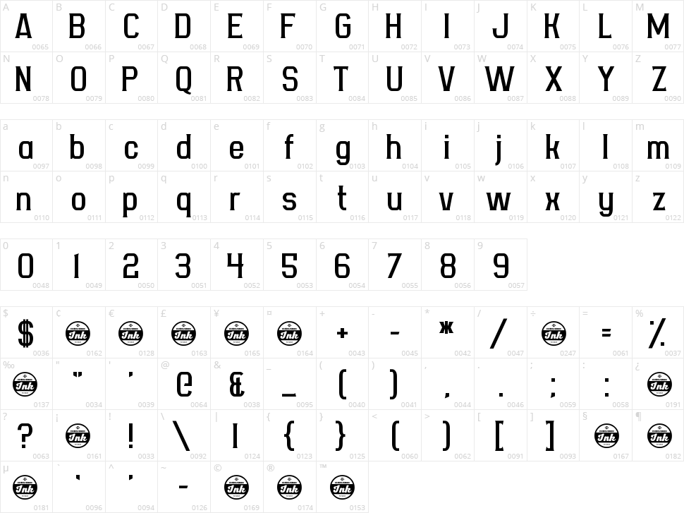 Acetate Character Map