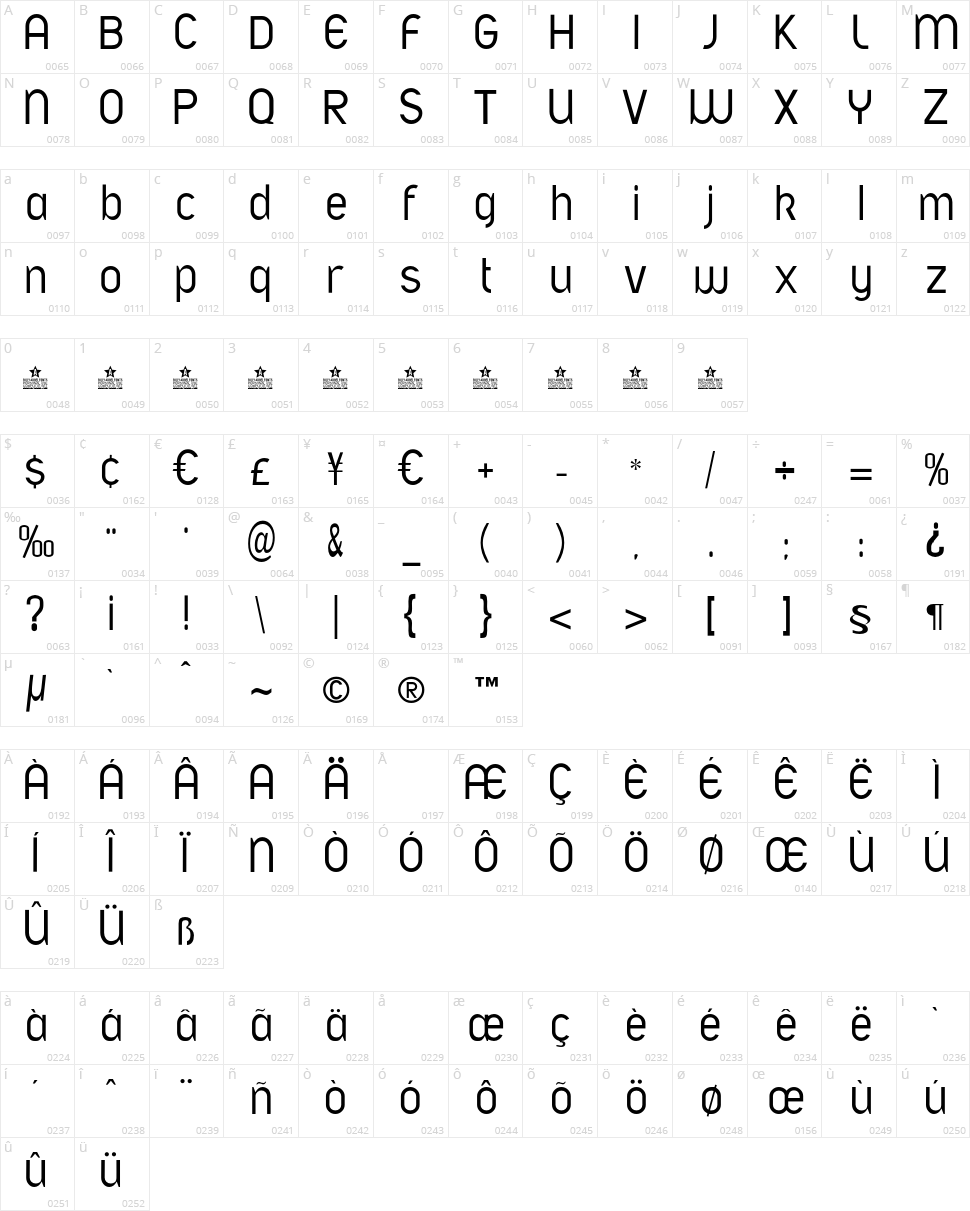 !Afont Character Map