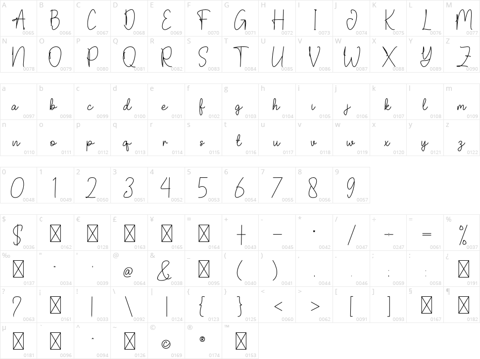 After Daylight Character Map