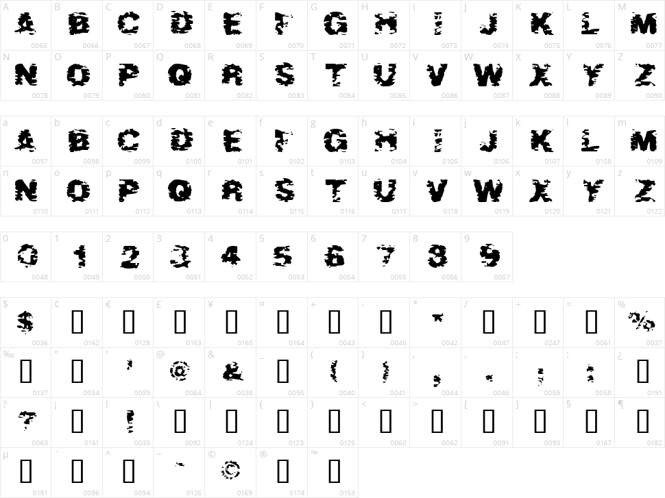 After Shock Character Map