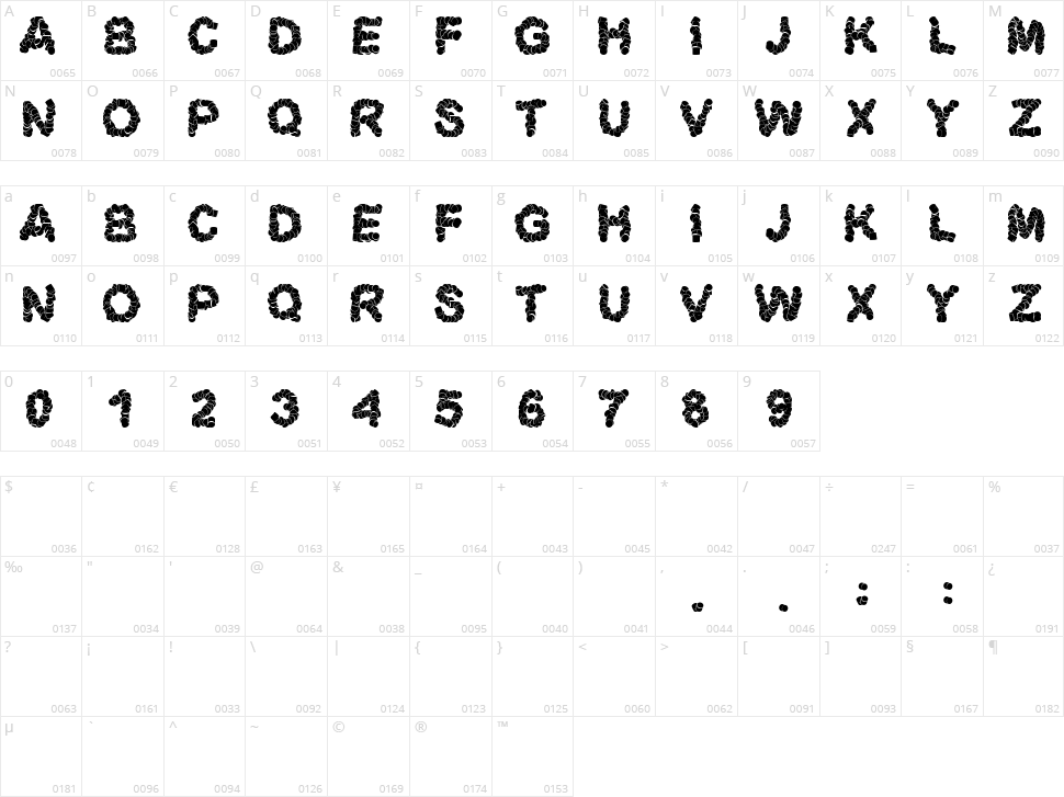 Afterglow Character Map