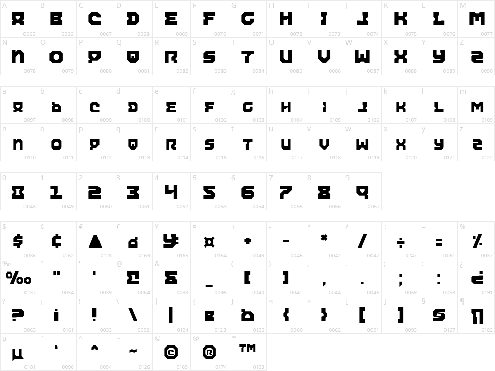 Airacobra Character Map