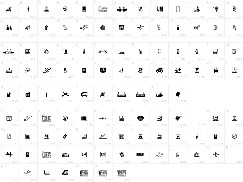 Airport Icons Character Map