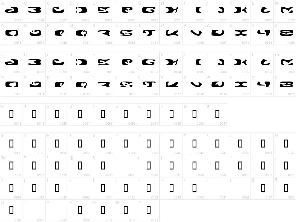 Alien Ghost 2 Character Map