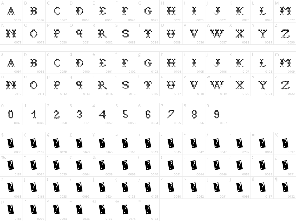 Alien Sweater Character Map