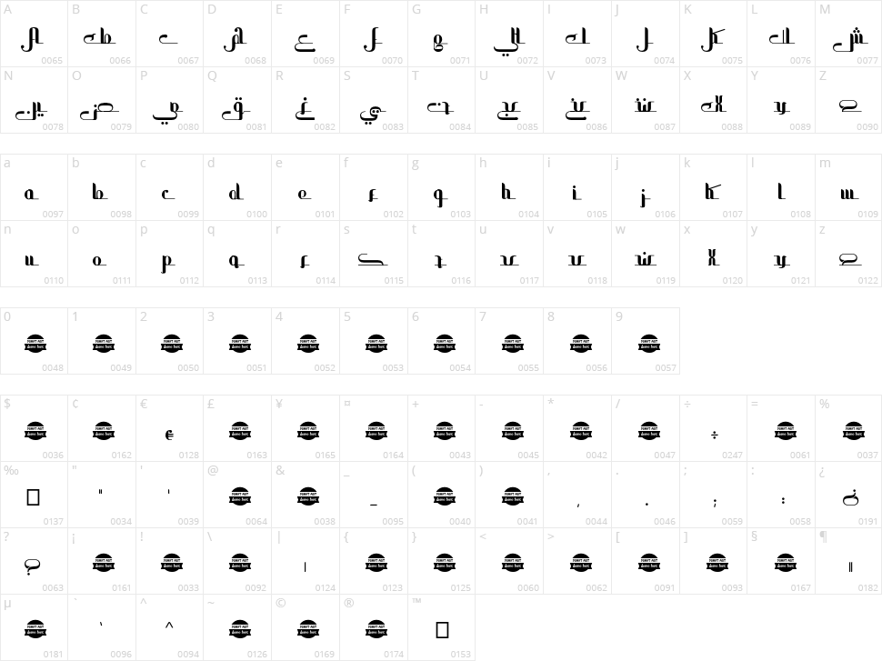 All Ramadan Karim Character Map
