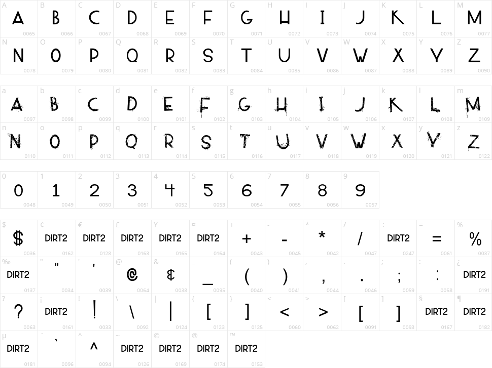 Alpaca 54 Character Map