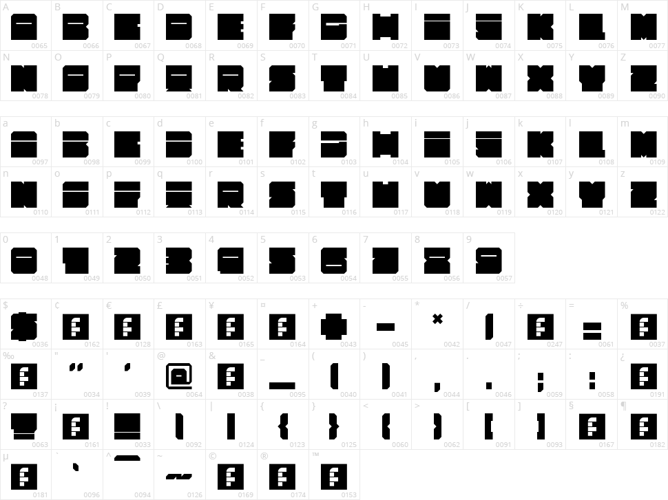 Alpha 63 Character Map