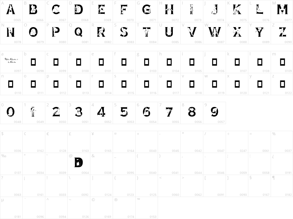 Alpha Silouettes Character Map
