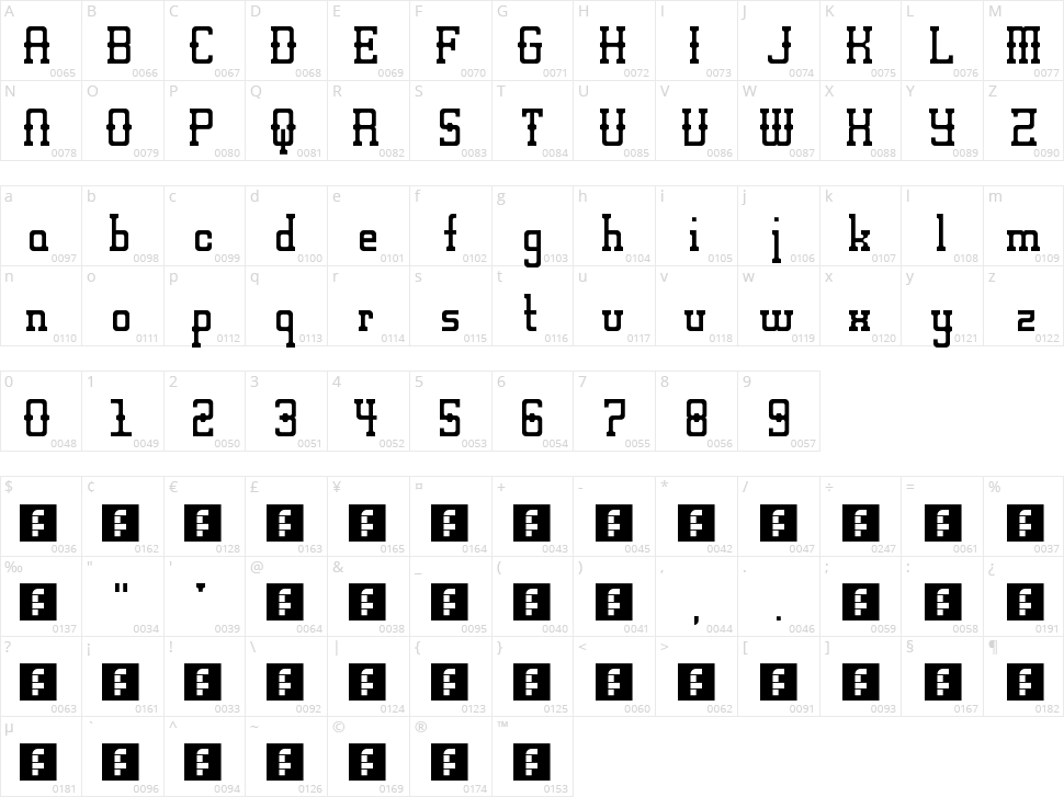 Alt West Character Map