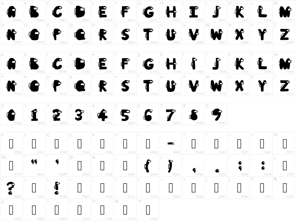 Among Us Filled Character Map