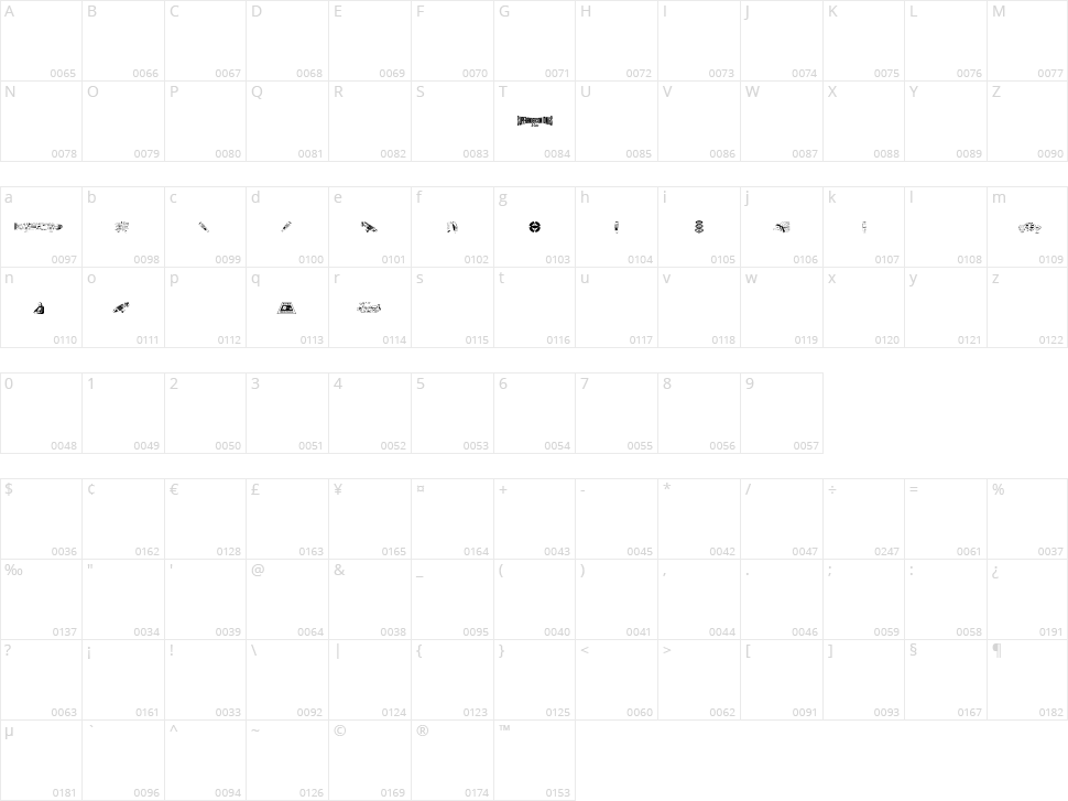 Anderson Space1999 Dings Character Map