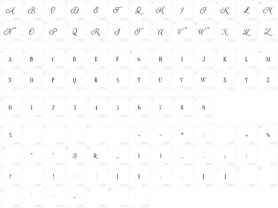 Androgy Character Map