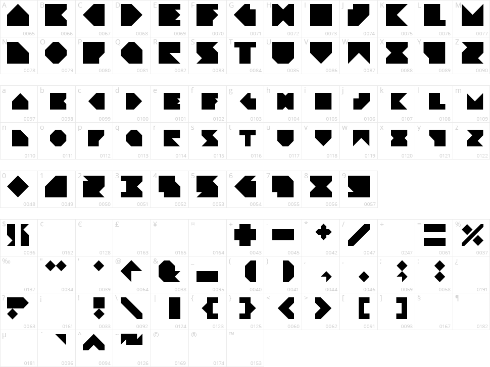 Angleblock Character Map