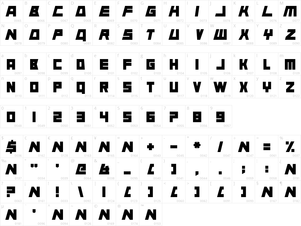 Animal Silence Character Map