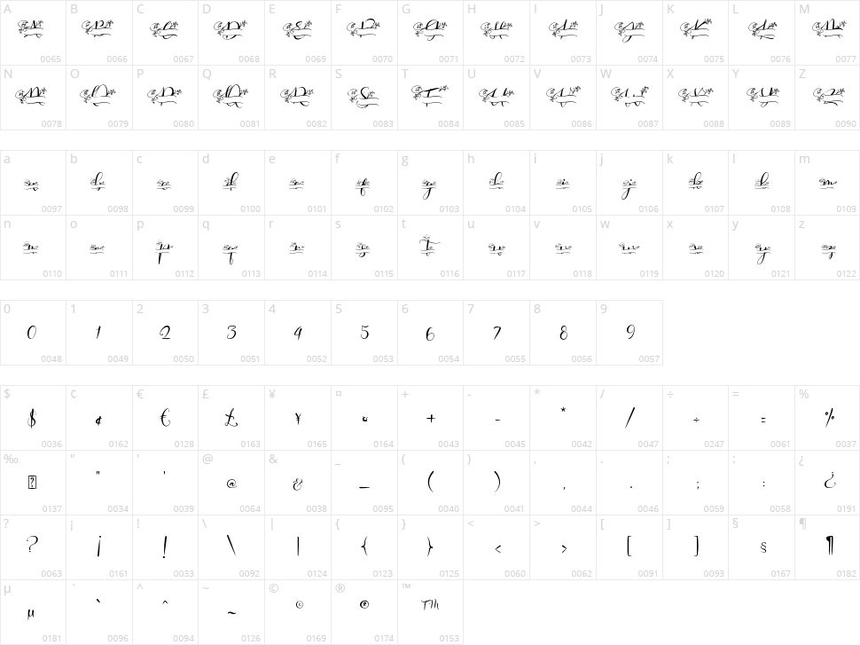 Aqille Monogram Character Map