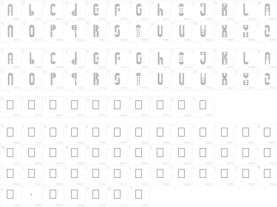 Arch Window Character Map