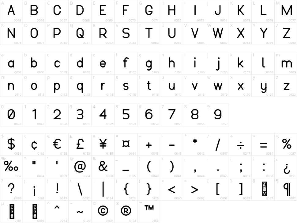Arcticons Sans Character Map