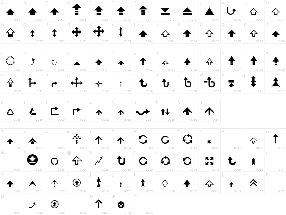 Arrow 7 Character Map