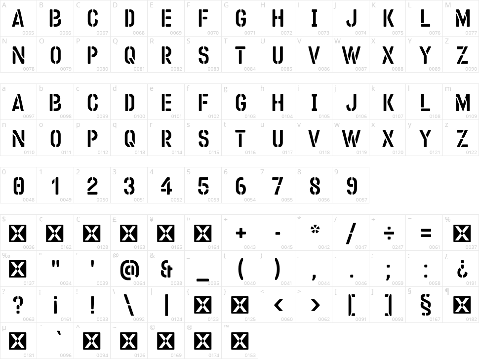 Arugula Character Map