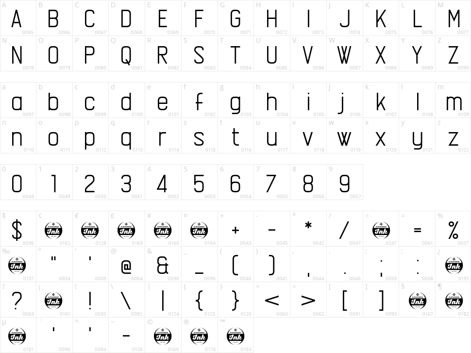 Asleepytiming Character Map