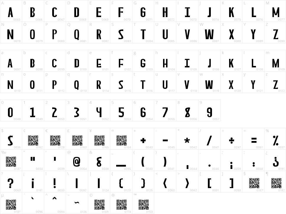 Asperian Character Map