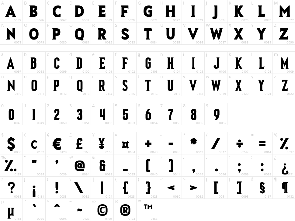 Asquire Character Map