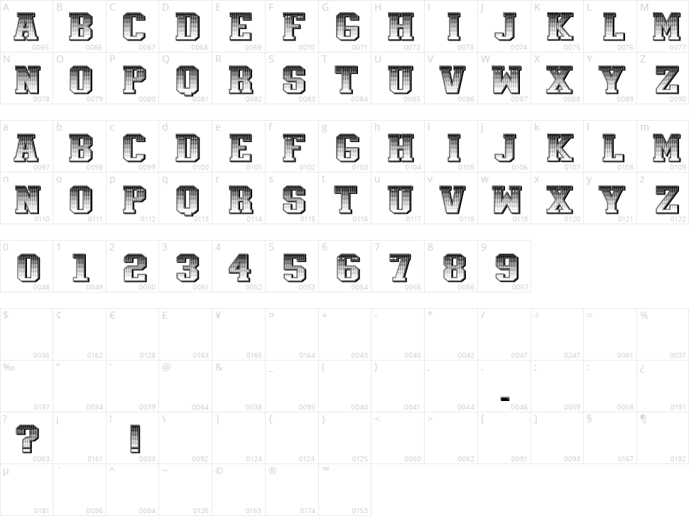 Athletica Character Map