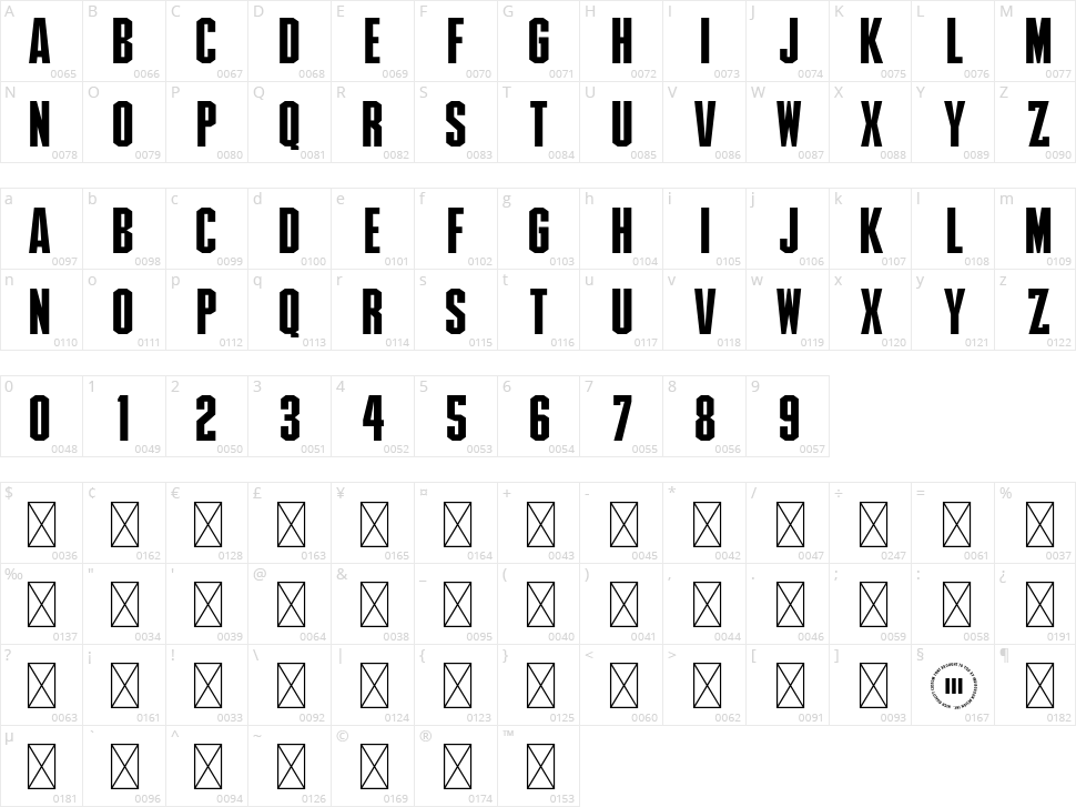 Atlantico Character Map